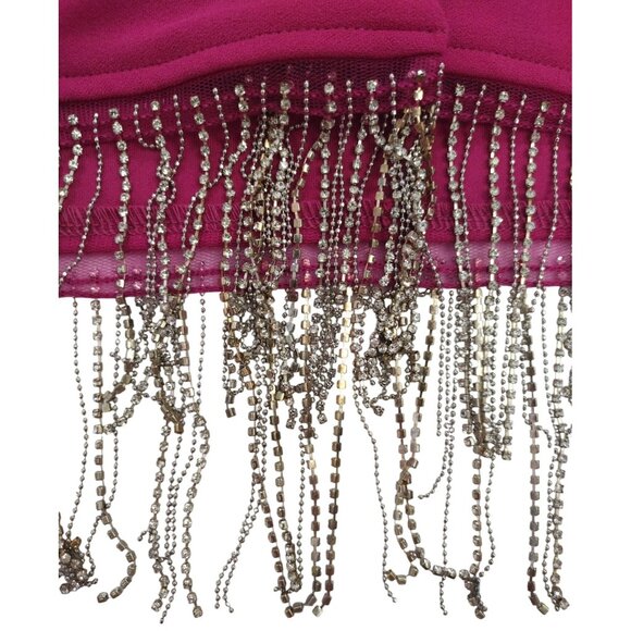 Sincerely Jules Womens Fuchsia Cropped Blazer W/ Rhinestone Fringe Detailing. - Picture 5 of 7